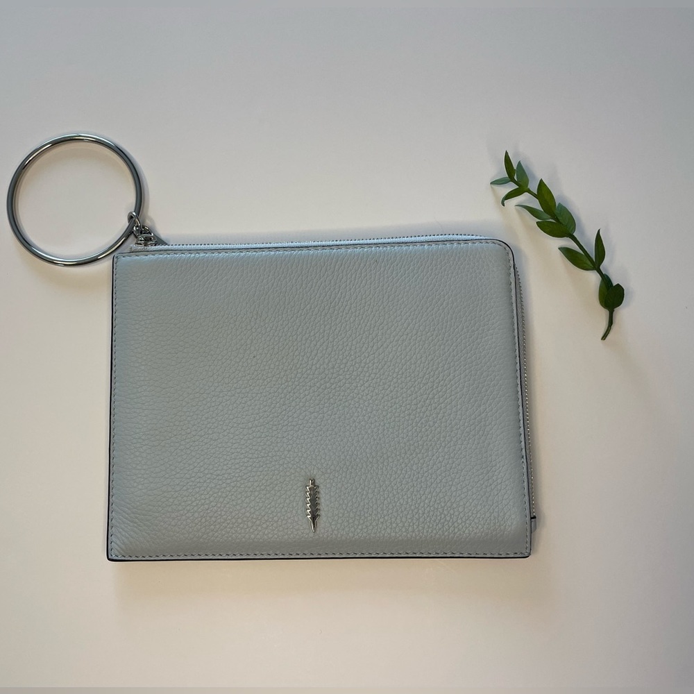 Thacker Gable Ring Leather Pouch Wristlet/Clutch Light Blue